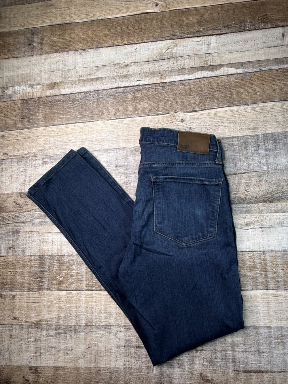 Paige Federal Mens Jeans 32x29 Blue Slim Straight Cellar Dark Wash Stretch